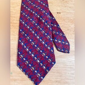 Robert Talbott for Jack Runnion Italian Silk Hand-sewn Tie Red/Blue Patterned